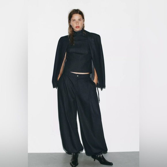 ZARA TRF DENIM BOMBAH PANTS - Picture 2 of 9